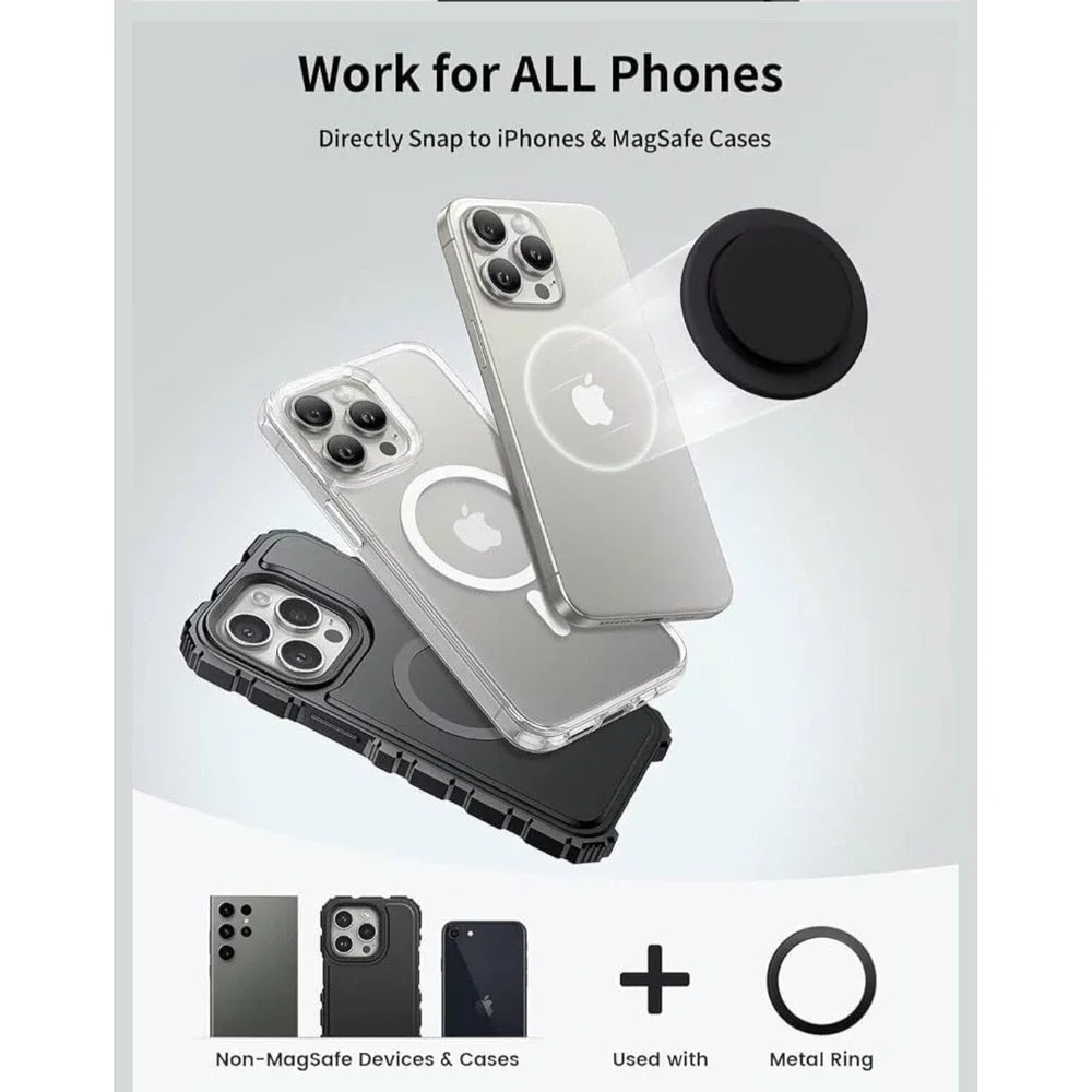 Transparent Magnetic Phone Grip Compatible with Magsafe，Collapsible Mobile...